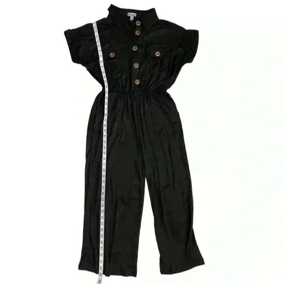 J for Justify Women Black Jumpsuit Size S wooden buttons Boho Outdoor Vacation - Picture 3 of 9